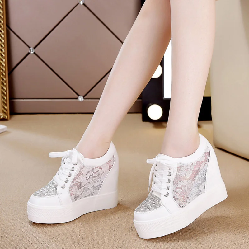 Fashion Sneakers Women Platfor - Crystal Mesh Fabric 评论和价格