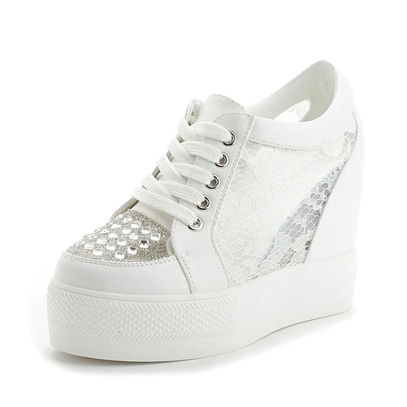 Fashion Sneakers Women Platfor - Crystal Mesh Fabric 评论和价格