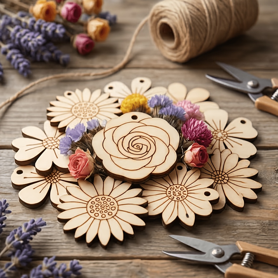 50Pcs/set 35mm Mixed Flower Wo - Easter Craft Embellishment Set 评论和价格