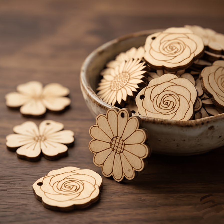 50Pcs/set 35mm Mixed Flower Wo - Easter Craft Embellishment Set 评论和价格