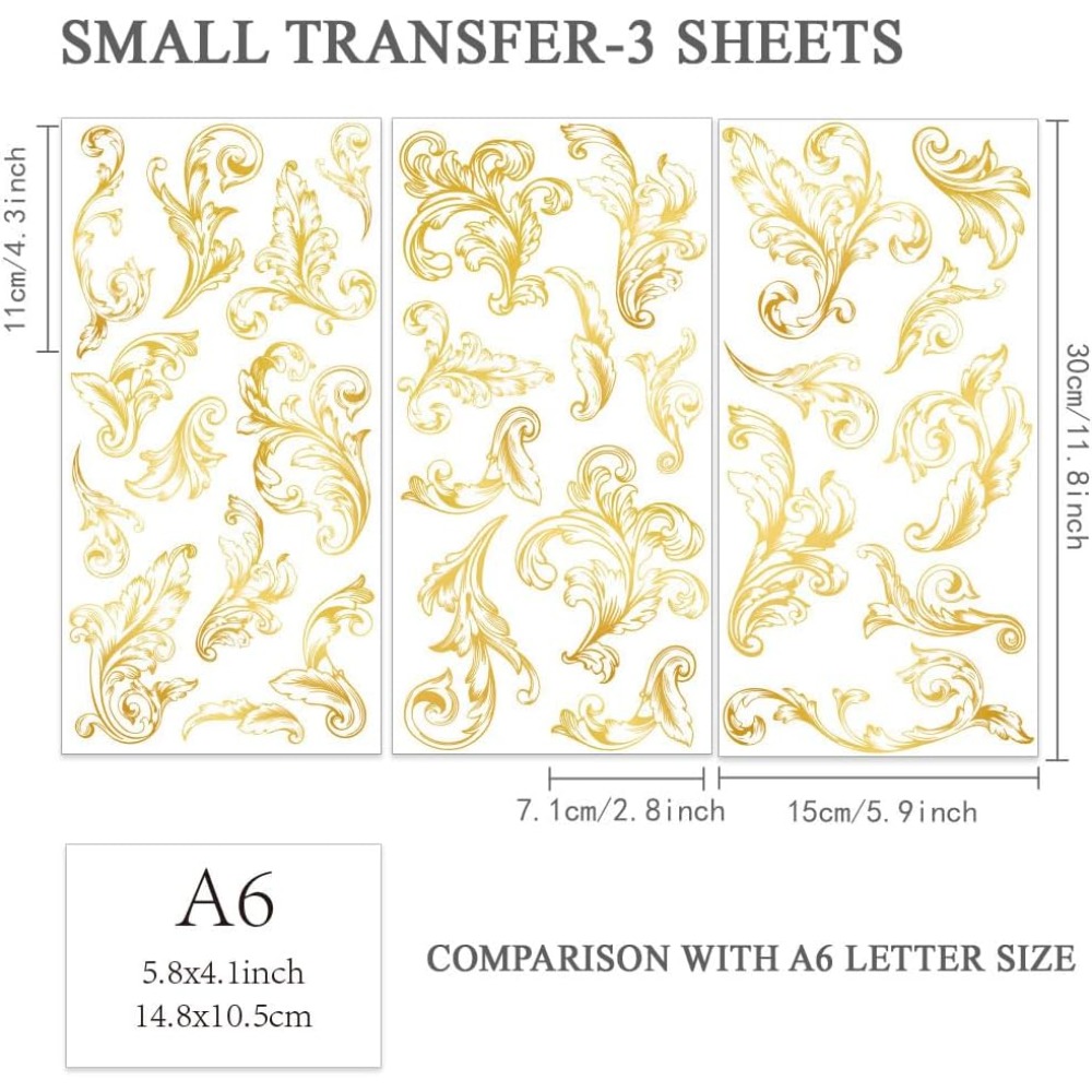 3pcs/Set Damask Rub on Transfe - Embellishment Crafts 评论和价格