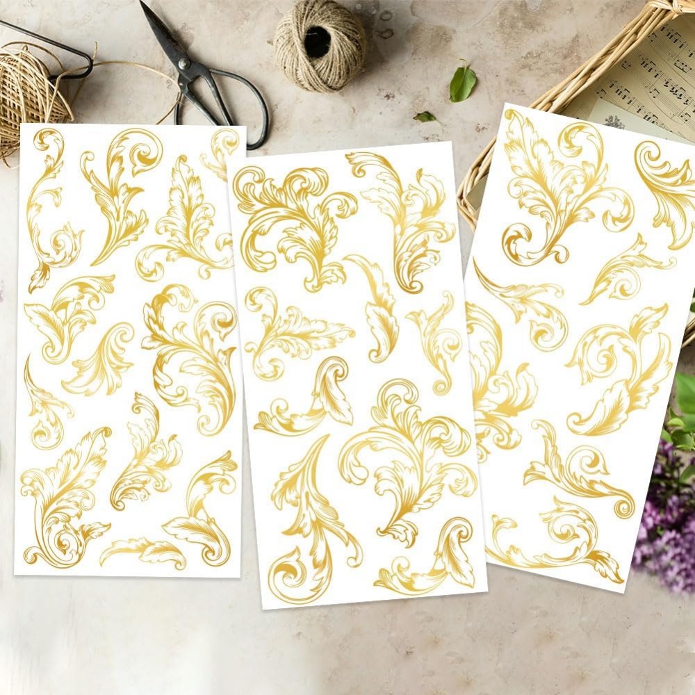 3pcs/Set Damask Rub on Transfe - Embellishment Crafts 评论和价格