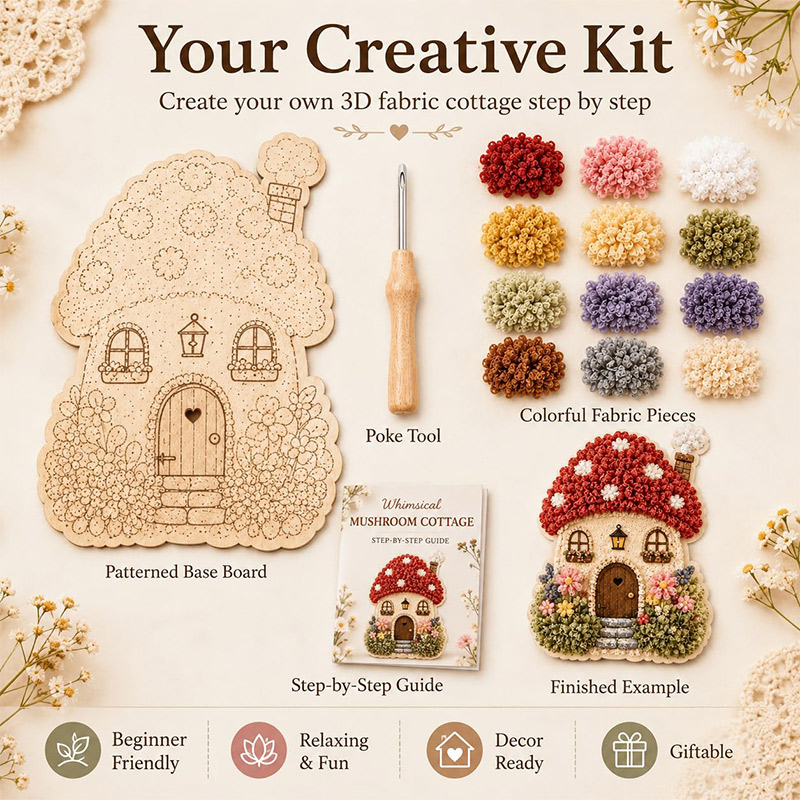 3D Mushroom House Poke Art DIY - Embroidery Craft 评论和价格