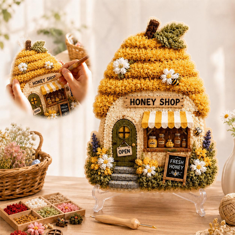 3D Mushroom House Poke Art DIY - Embroidery Craft 评论和价格