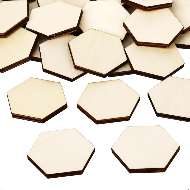 50PCS 4CM Unfinished Wood Hexa - Craft Embellishment 评论和价格