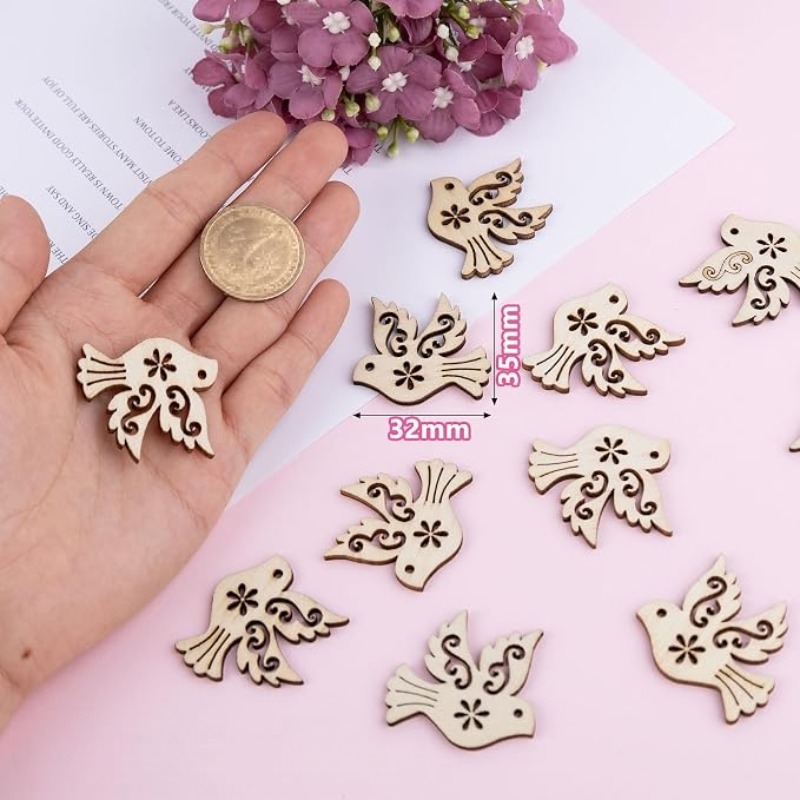 50pcs Unfinished Wooden Peace  - Craft Embellishment 评论和价格