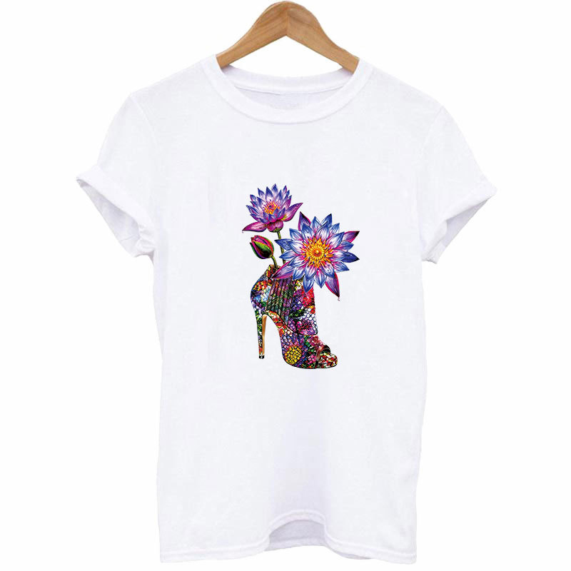 High heels flowers Iron On Pat - Applique Patch Flower 评论和价格