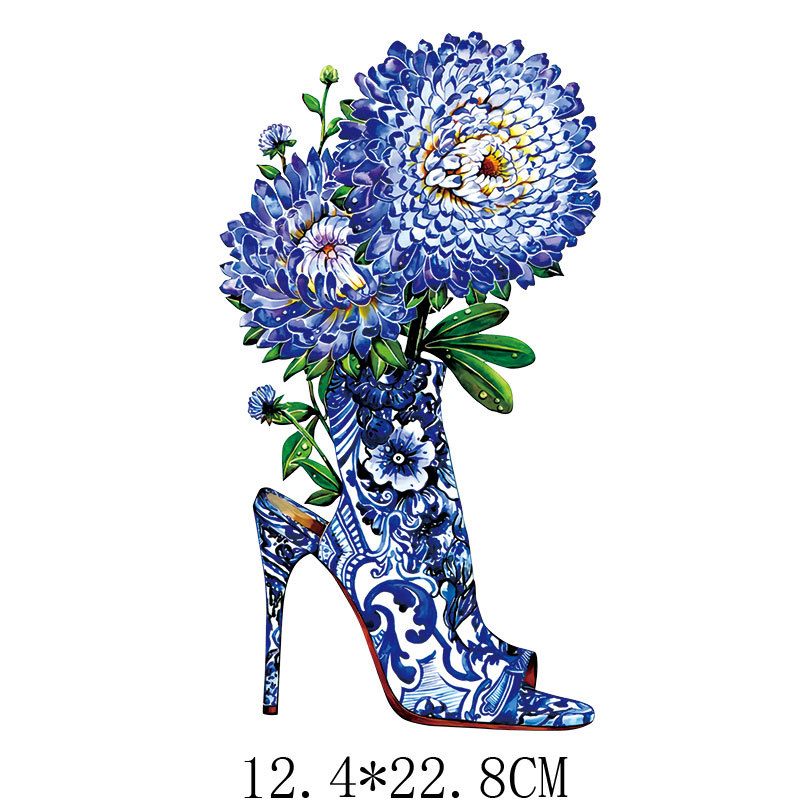 High heels flowers Iron On Pat - Applique Patch Flower 评论和价格