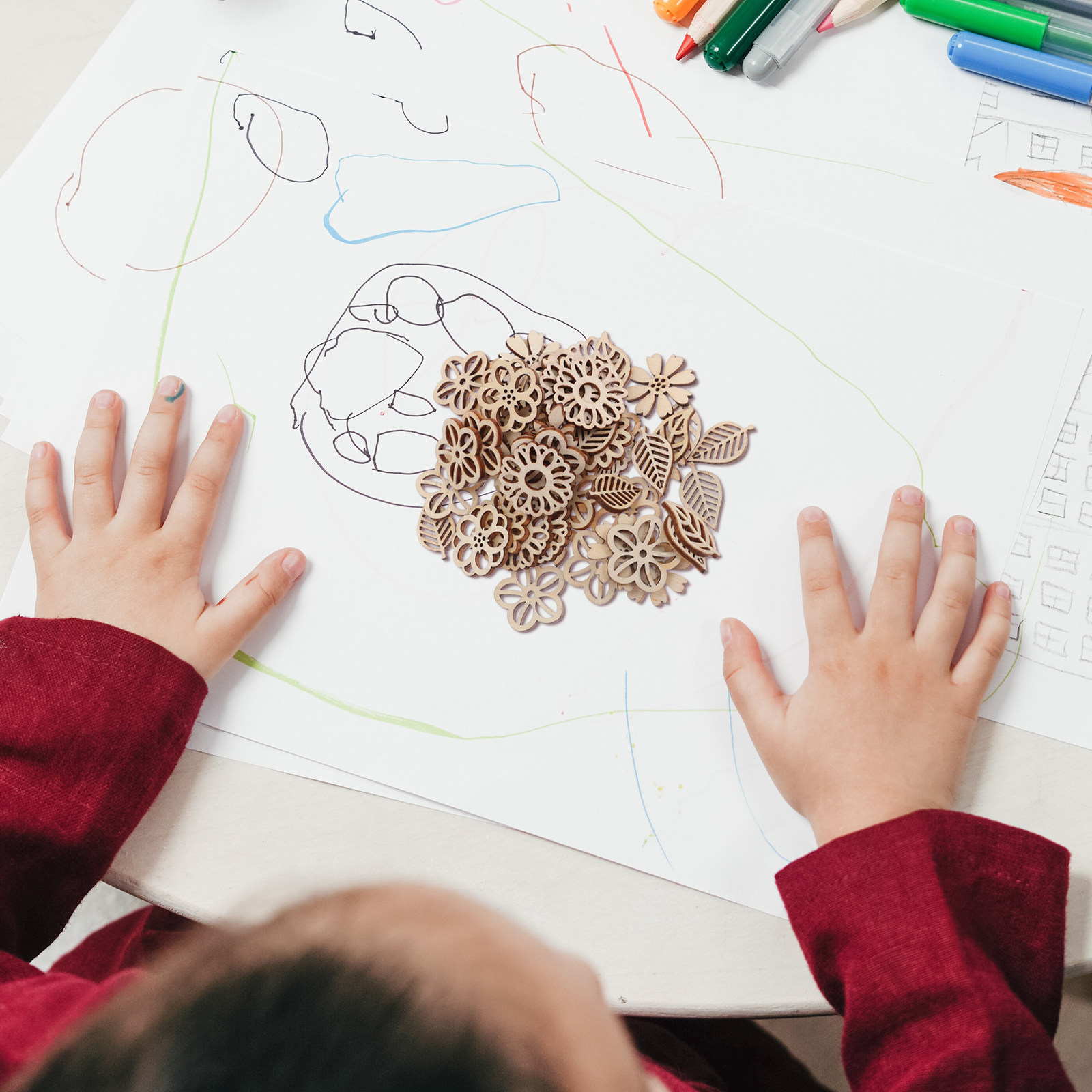 's Wooden Flower Cutouts Leaf  - Embellishments For Scrapbooking 评论和价格