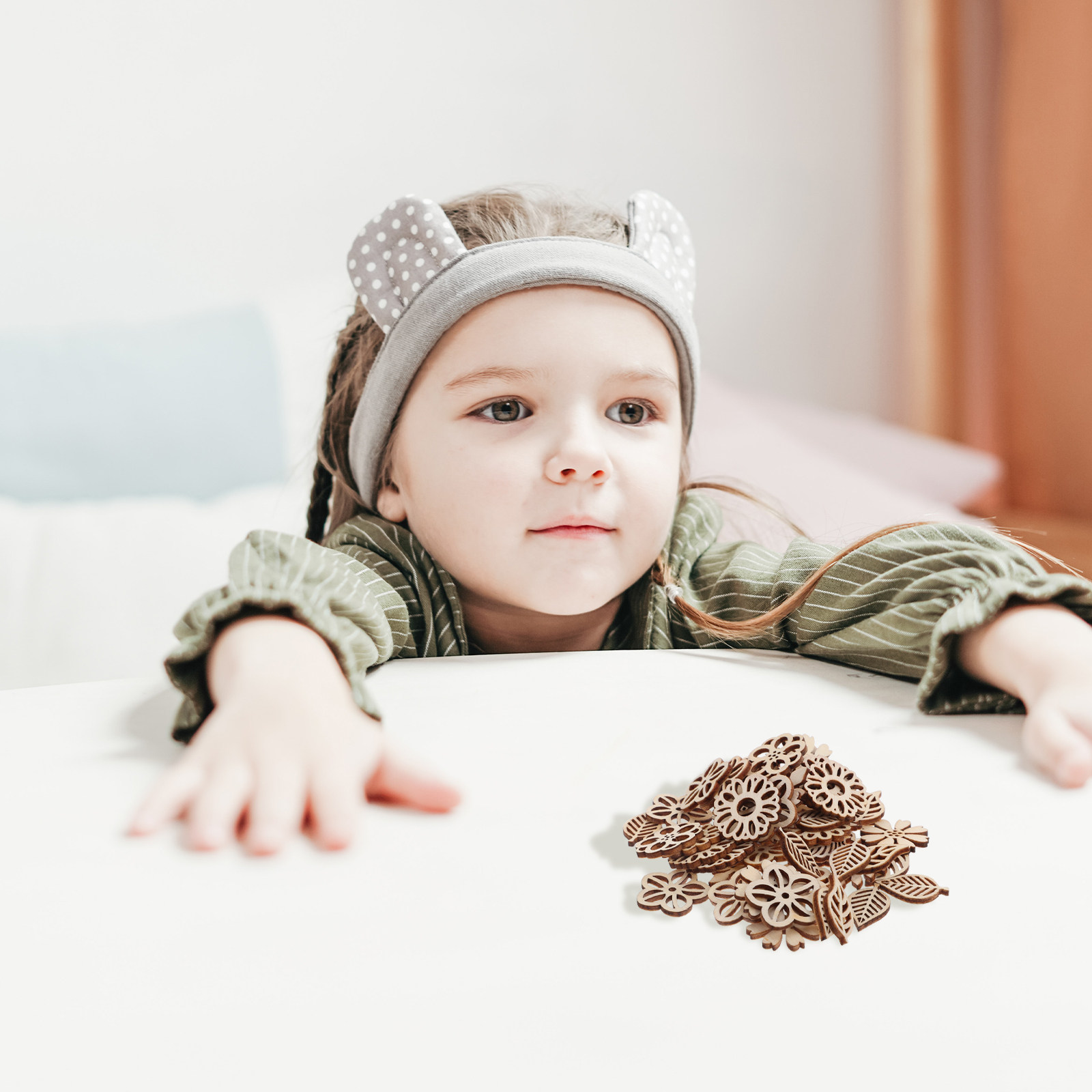 's Wooden Flower Cutouts Leaf  - Embellishments For Scrapbooking 评论和价格
