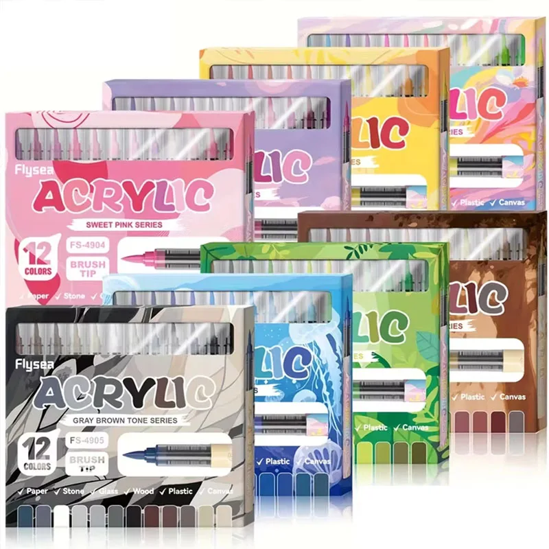 12 Colors Acrylic Markers Soft - Copic Marker Sketch 评论和价格
